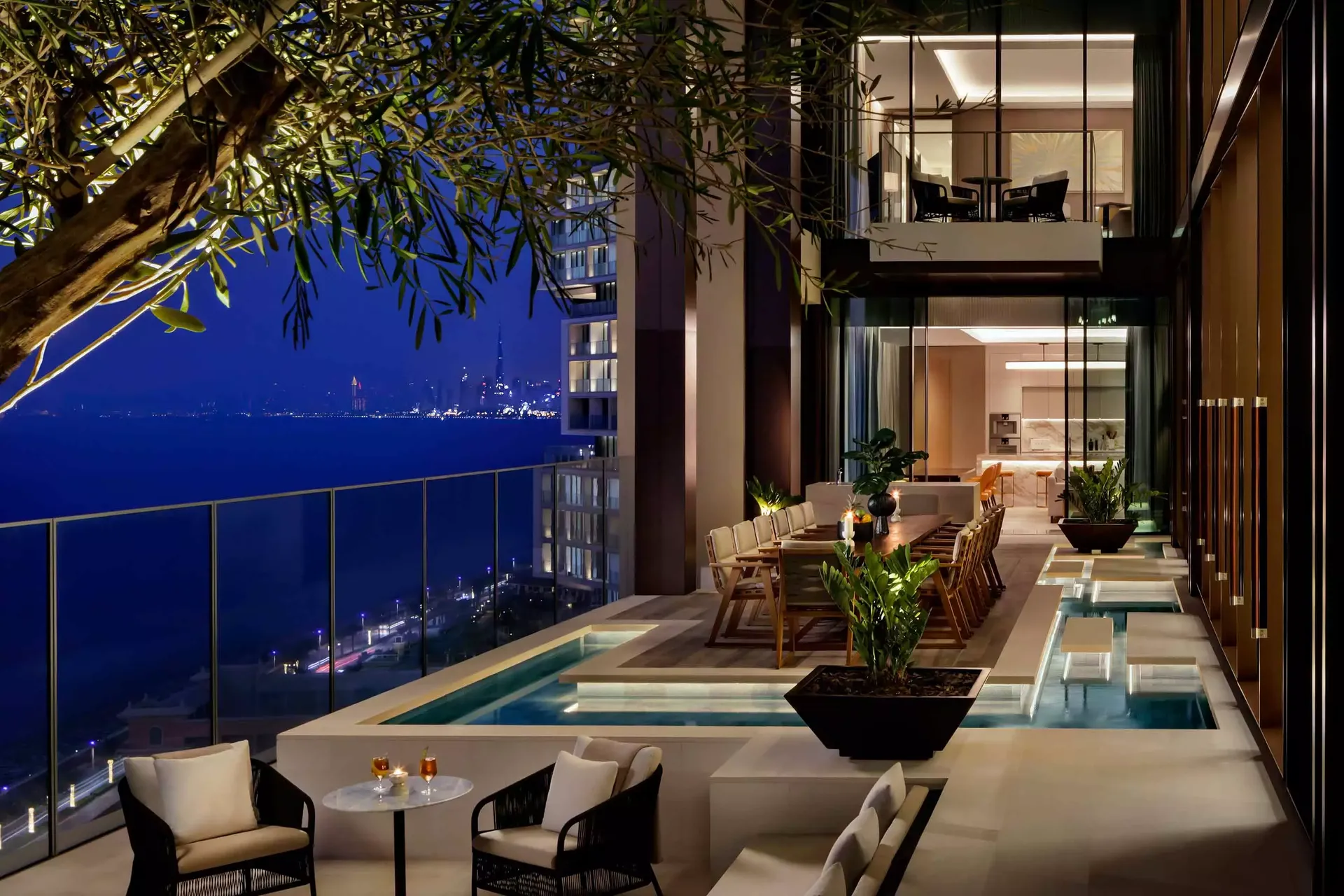 Atlantis The Royal suite terrace at night