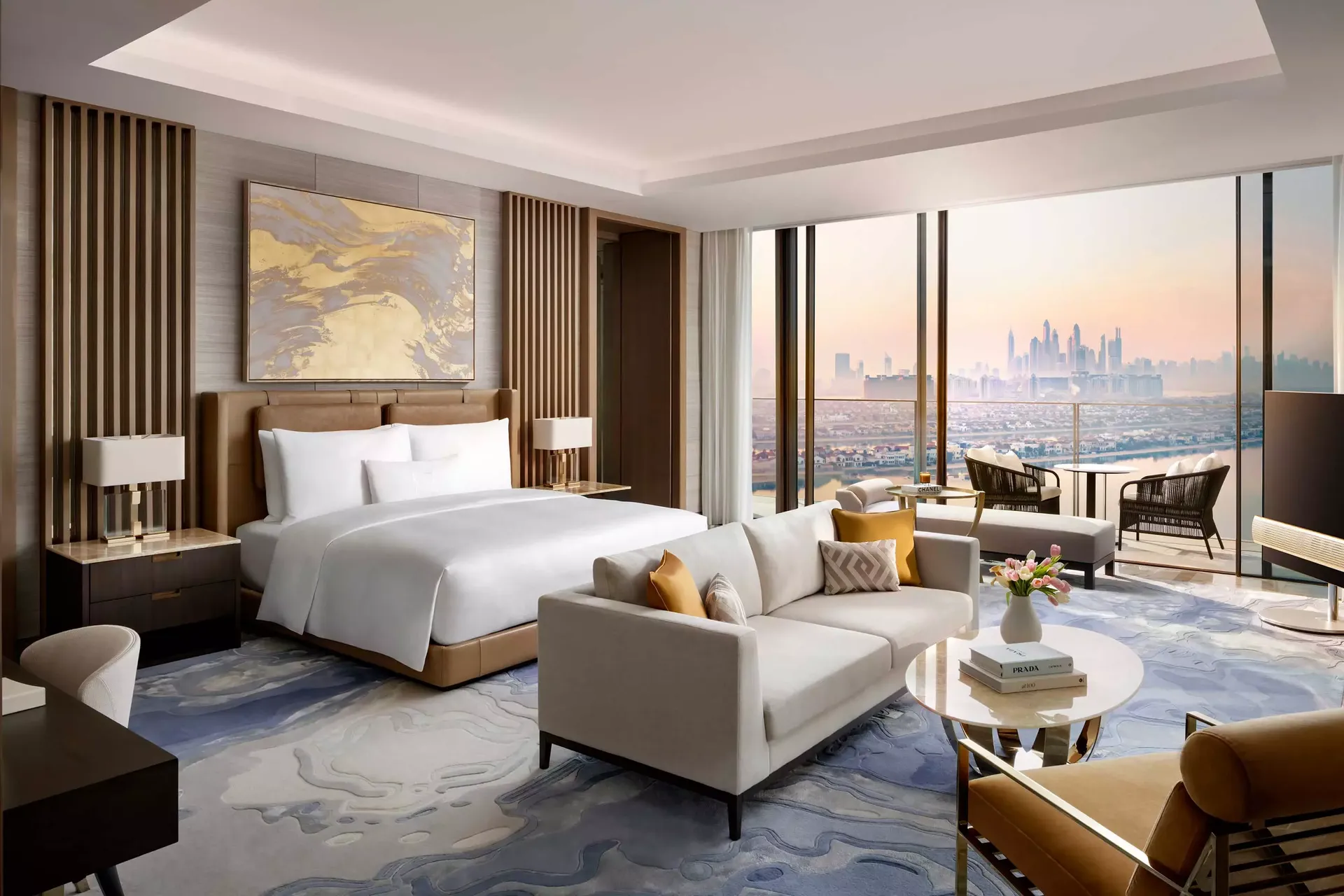 Atlantis The Royal suite bedroom with skyline view