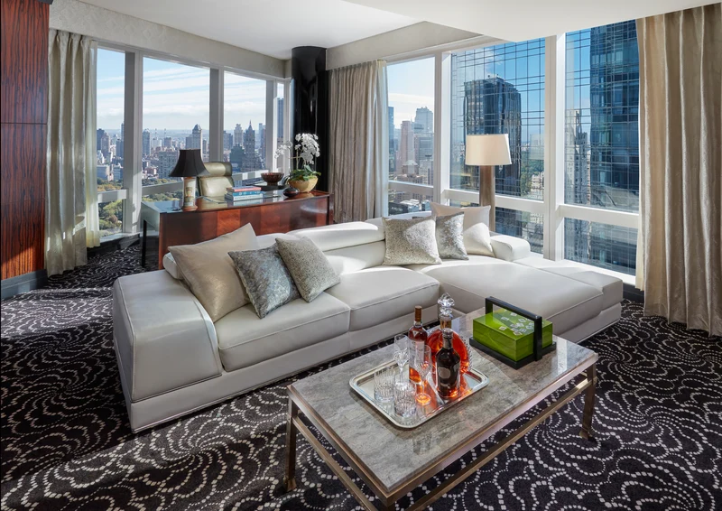 Mandarin Oriental New York guest room at night