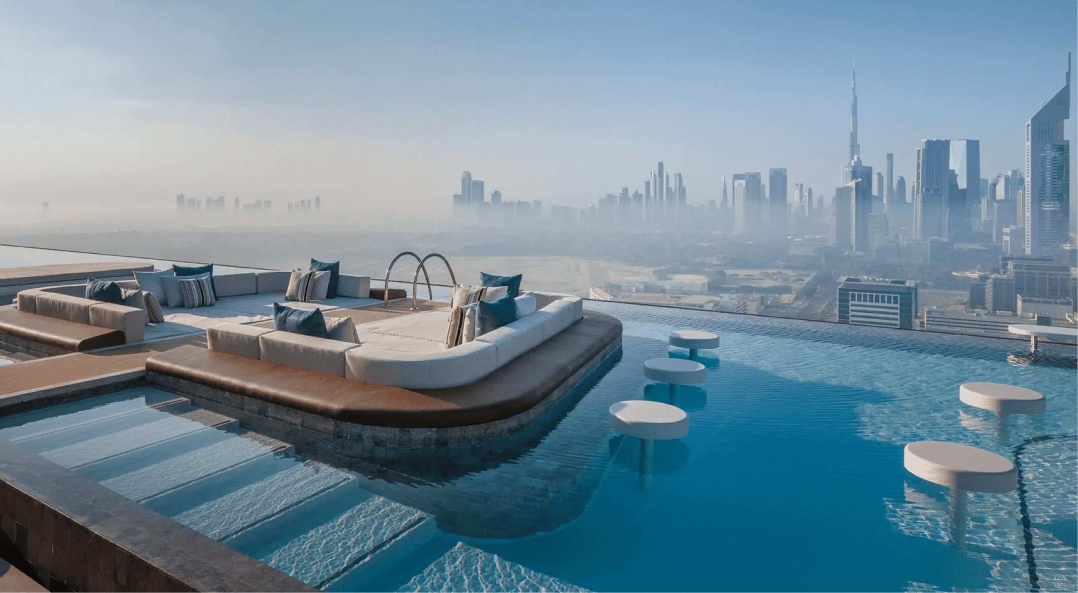 One and Only One Za'abeel pool with Dubai skyline