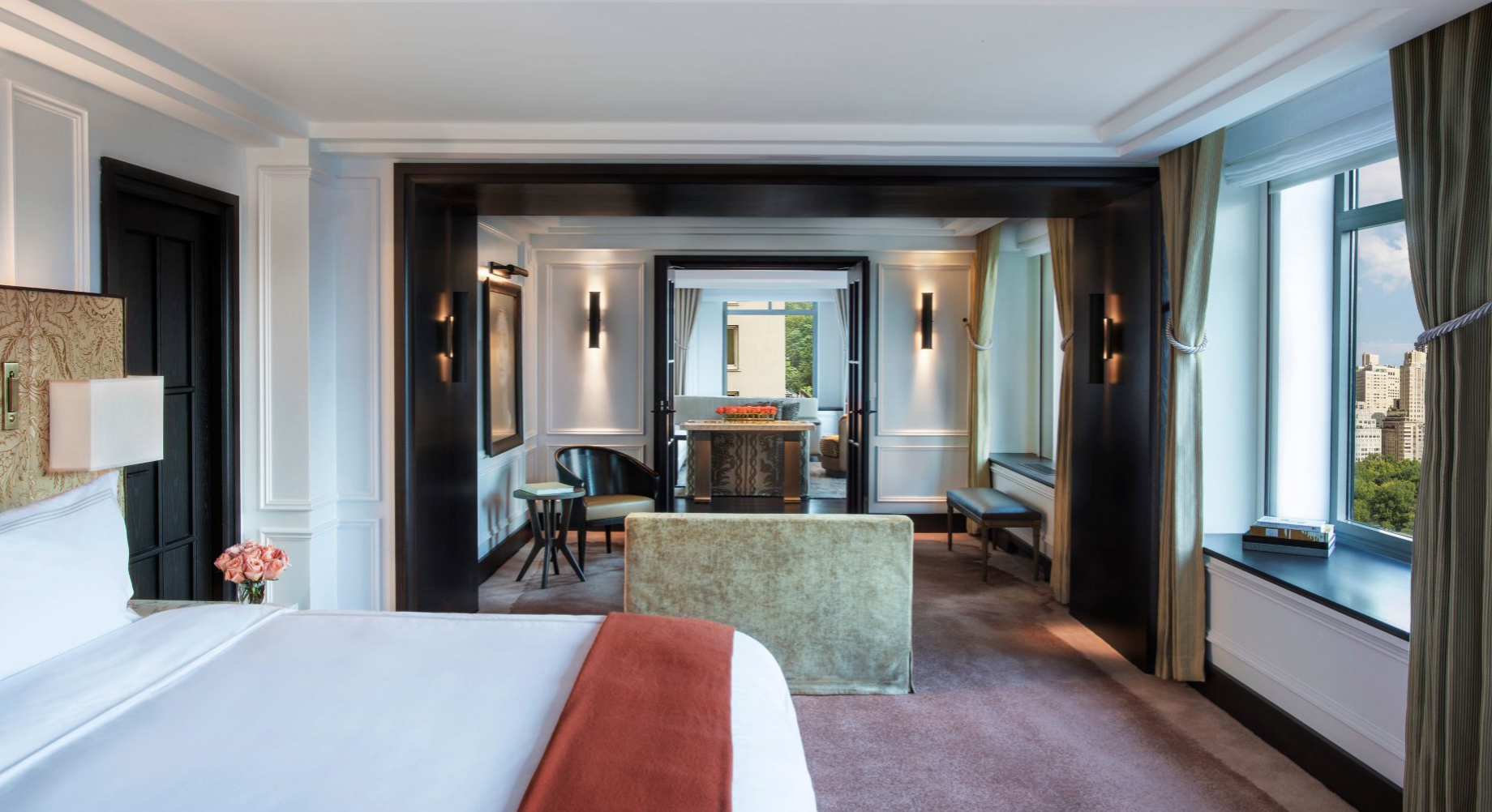Bedroom inside a suite at The Ritz-Carlton New York Central Park